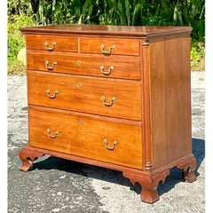 Vintage Traditional American Chippendale 1760s Figured Walnut Chest of Drawers