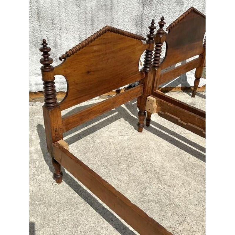 American Vintage Traditional Barley Twist Twin Bed Frames - A Pair For Sale