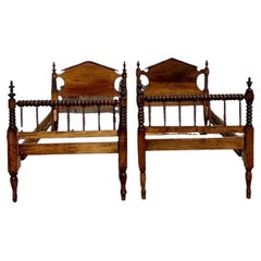 Vintage Traditional Barley Twist Twin Bed Frames - A Pair