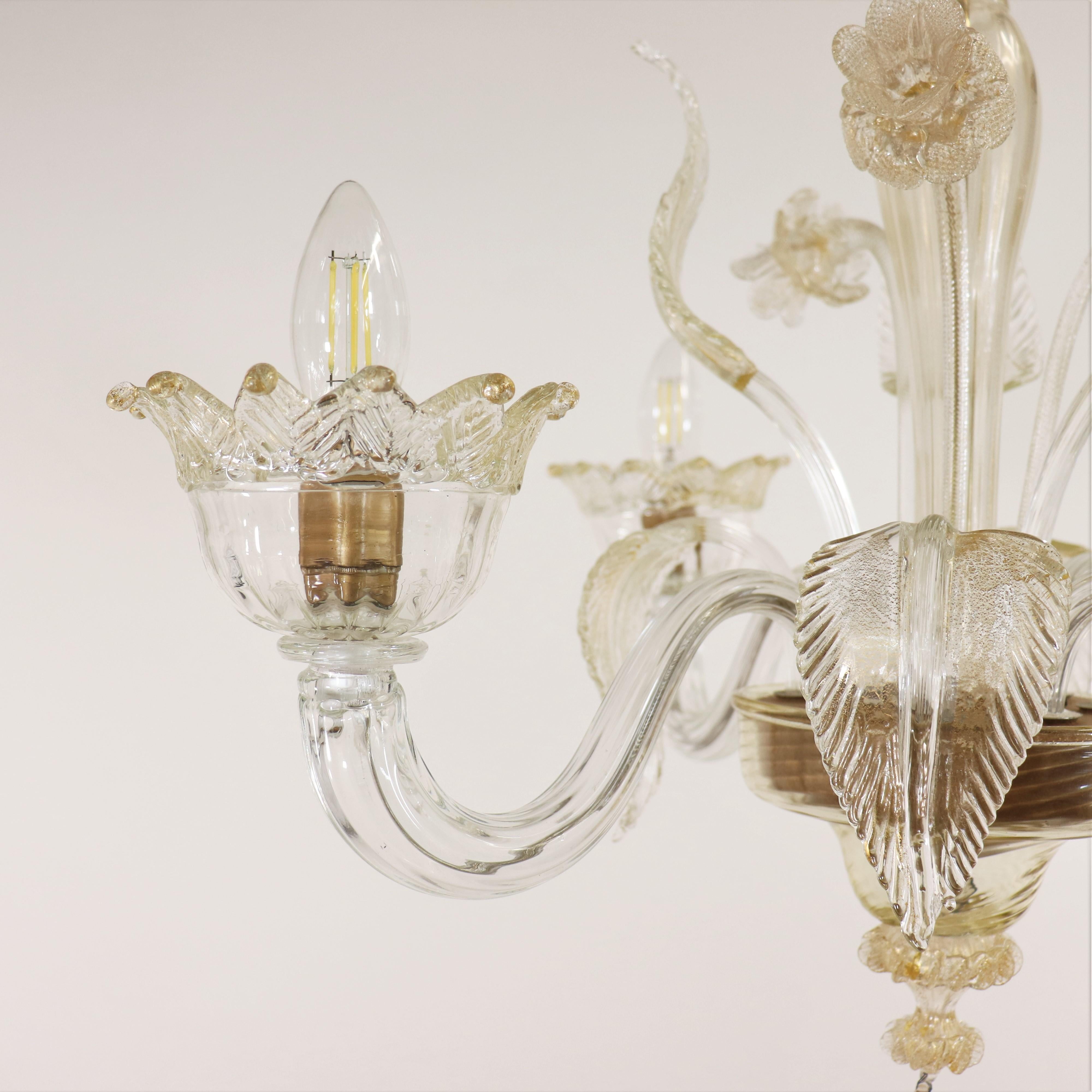 Vintage Traditional Baroque Style Floral 24K Gold Infused  Cristallo Murano Cha In condizioni buone in vendita a Chicago, IL