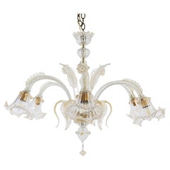 Vintage Traditional Baroque Style Floral Gold Infused Murano Glass Chandelier