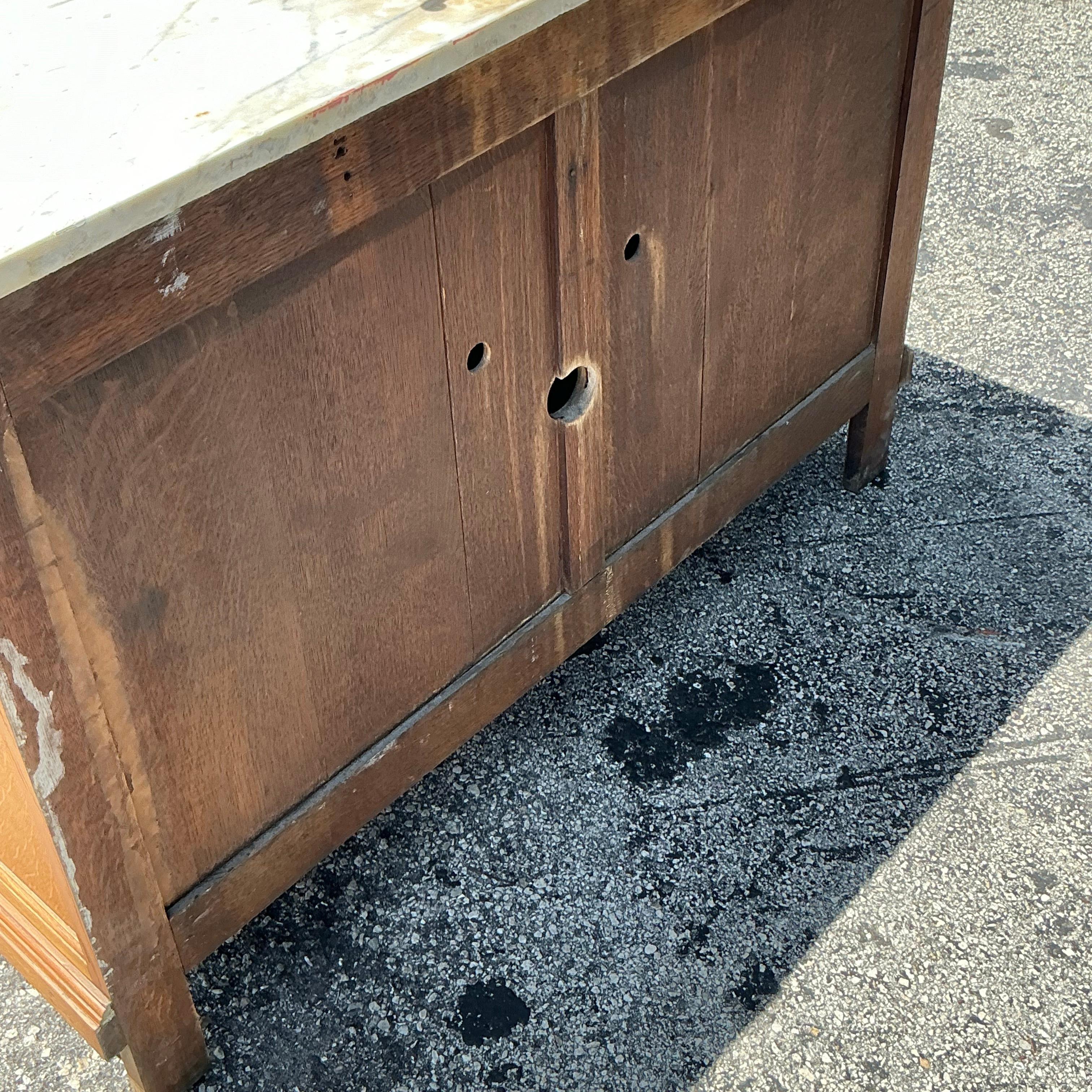 Vintage Traditional Carved Wooden Single Sink Vanity In Good Condition In West Palm Beach, FL