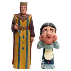 Vintage Traditional Catalan Hand-Painted Wooden Figures