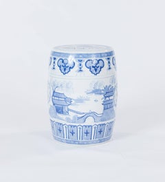 Vintage Traditional Chinese Blue and White Porcelain Garden Stool, 20th Century