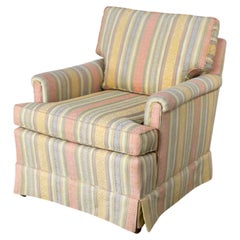 Vintage Traditional Club Chair by Henredon with Striped Pastel Fabric