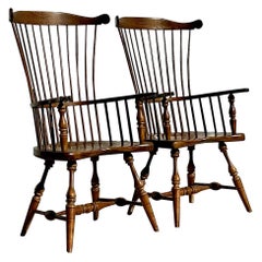 Vintage Traditional Duckloe Brothers High Back Windsor Chairs - a Pair