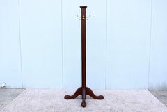 Vintage Traditional Freestanding Coat Rack in Solid Mahogany Wood, Solid Brass