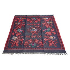 Traditioneller griechischer Flachgewebe-Teppich mit Blumenmotiv, Vintage