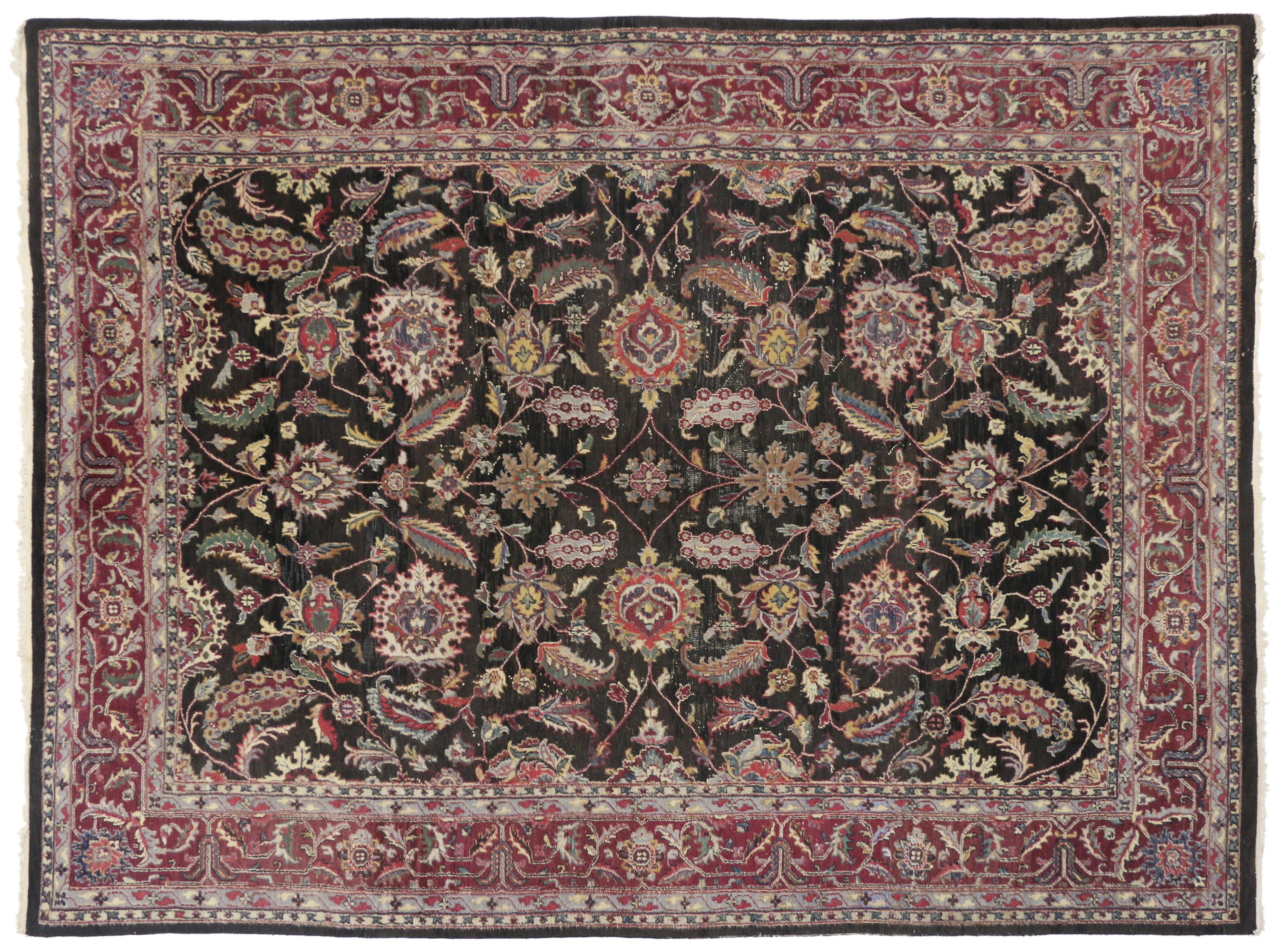 Vintage Indian Rug with Traditional Persian Style In Distressed Condition In Dallas, TX