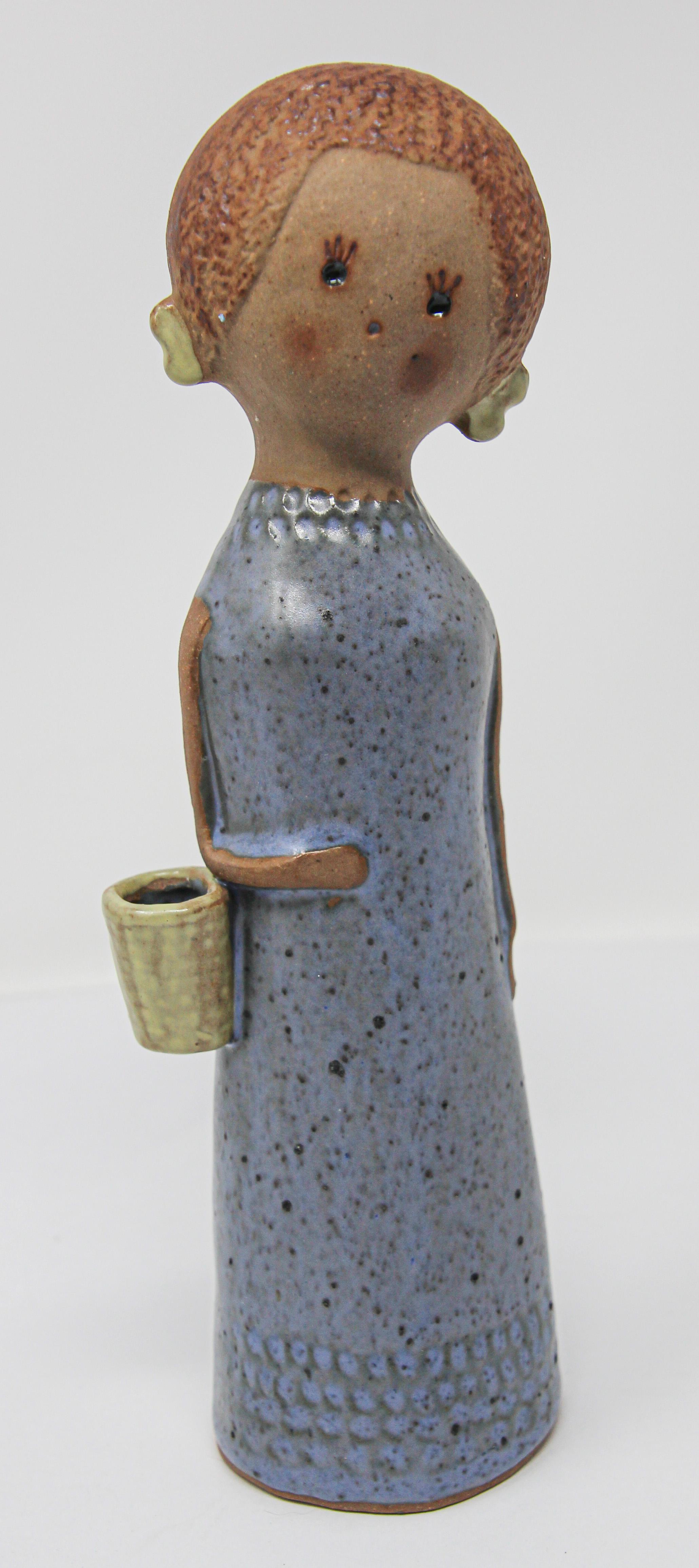 Vintage Traditional Japanese Young Woman Ceramic Sculpture For Sale 4