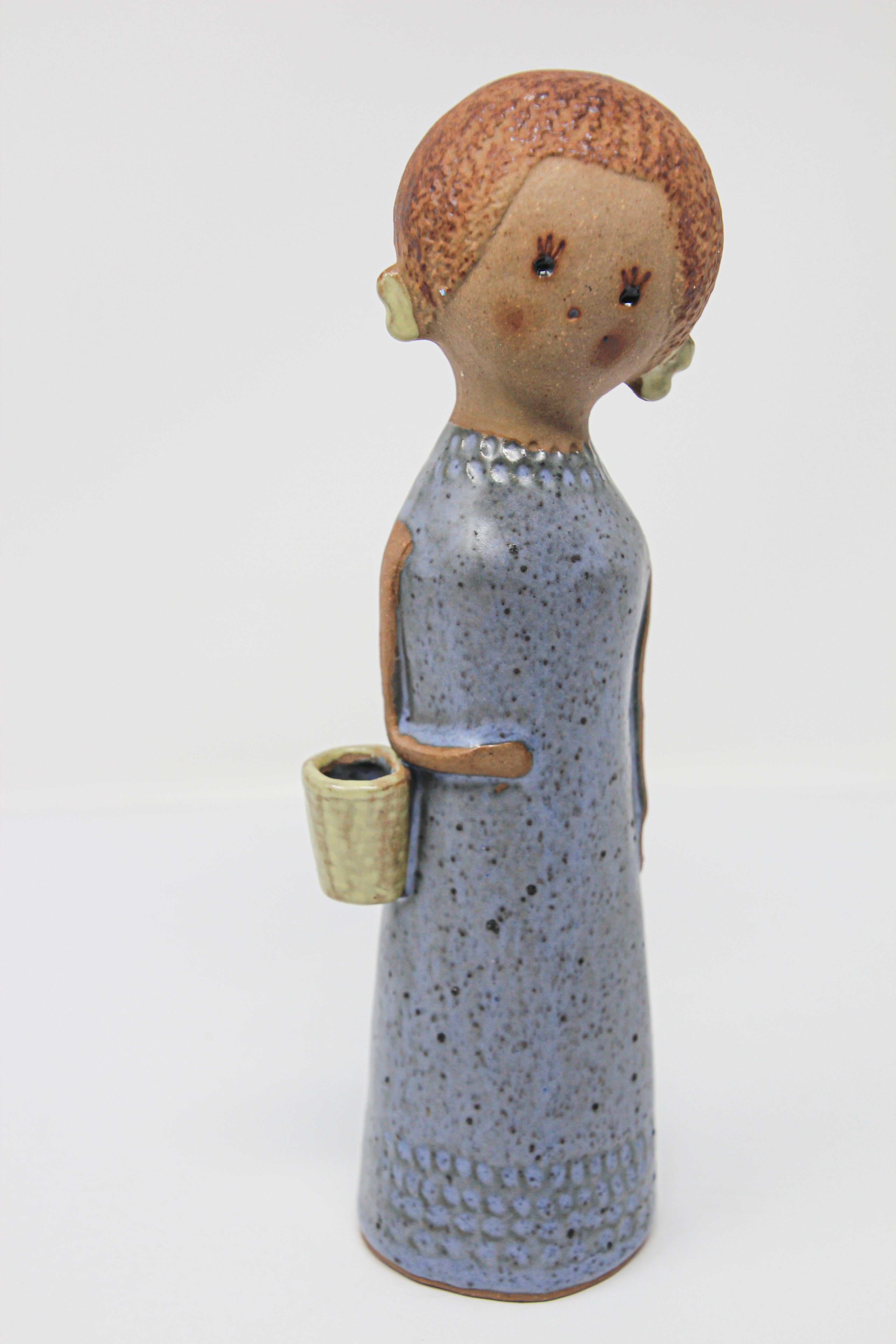 Japonisme Vintage Traditional Japanese Young Woman Ceramic Sculpture For Sale