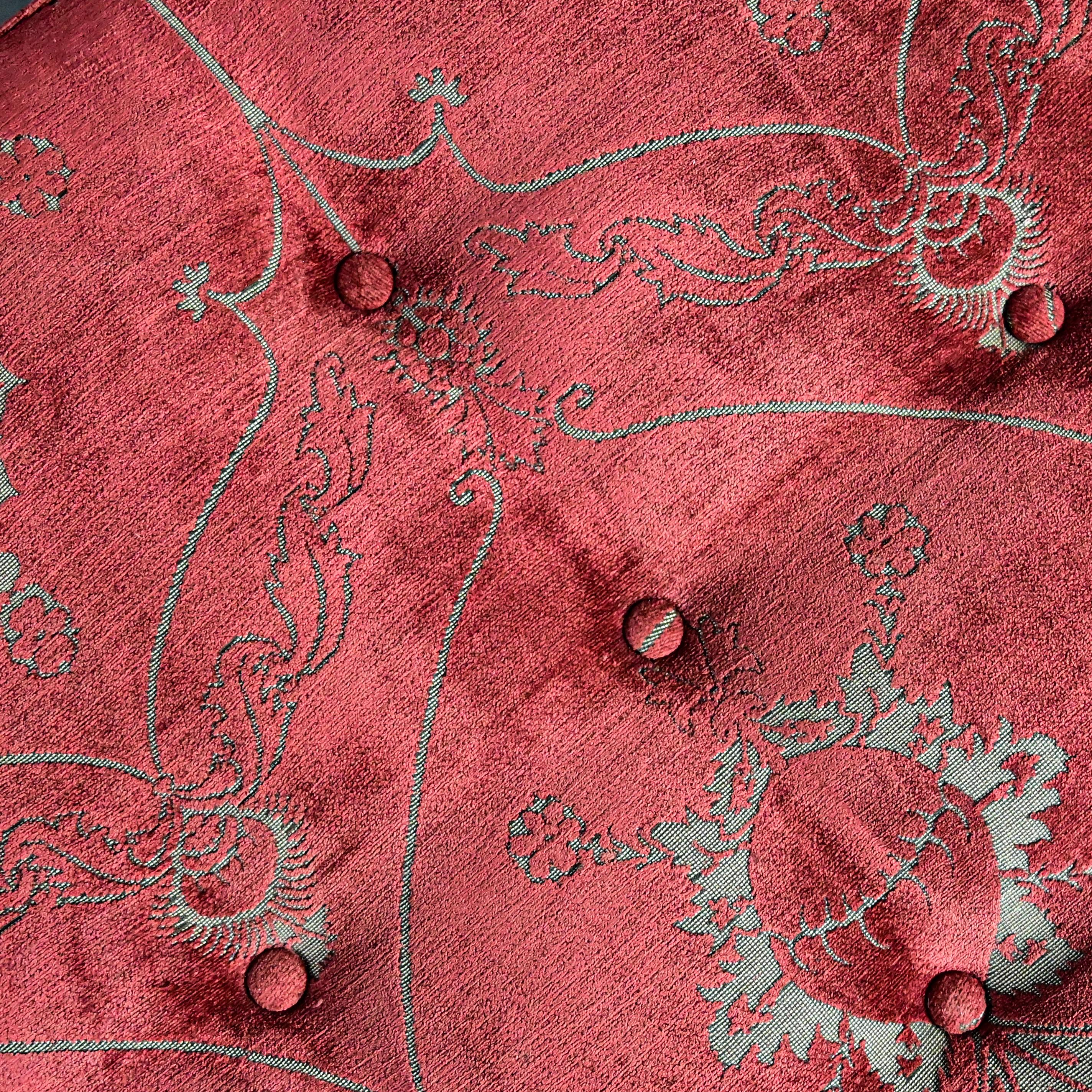 Vintage Traditional Large Oval Cocktail Ottoman Rust Fabric Bullion Fringe Trim For Sale 9