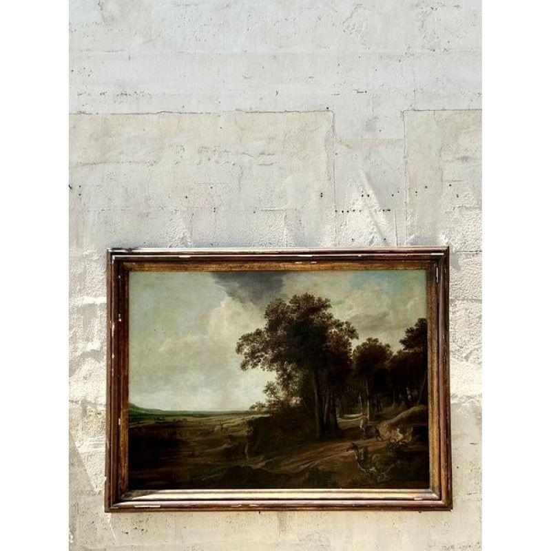 Vintage Traditional Monumental Landscape Öl auf Leinwand im Angebot 5