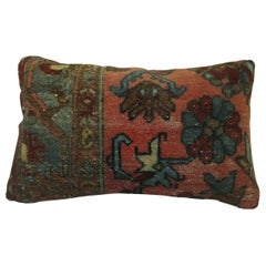 Vintage Traditional Persian Lumbar Blue Salmon Red Pillow