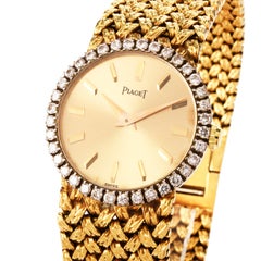 Vintage Traditional Piaget Diamond Bezel Nugget Mesh 18 Karat Ladies Watch