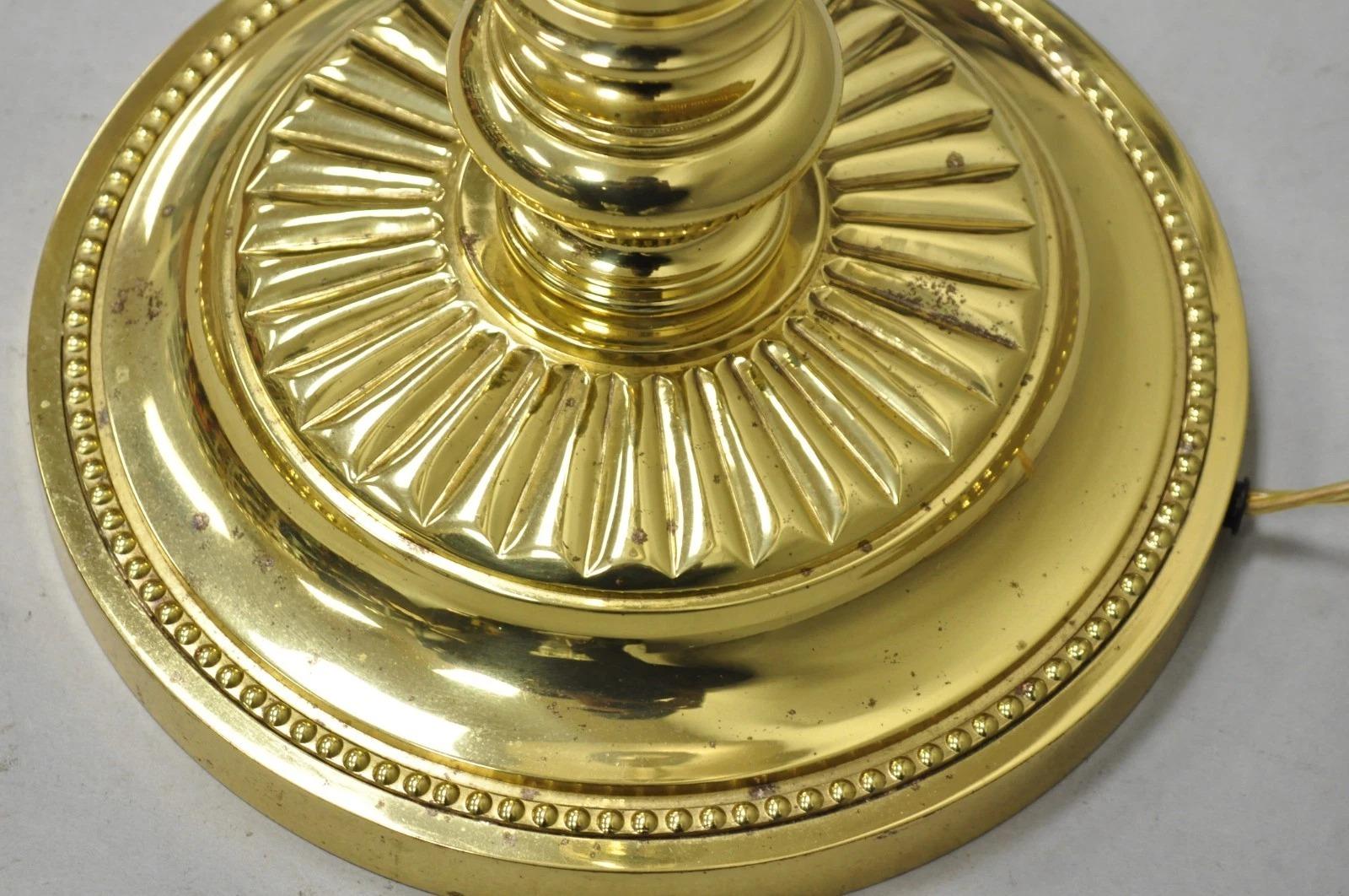 Vintage Traditional Polished Brass Swing Arm Reading Pole Floor Lamp w/ Shade For Sale 5