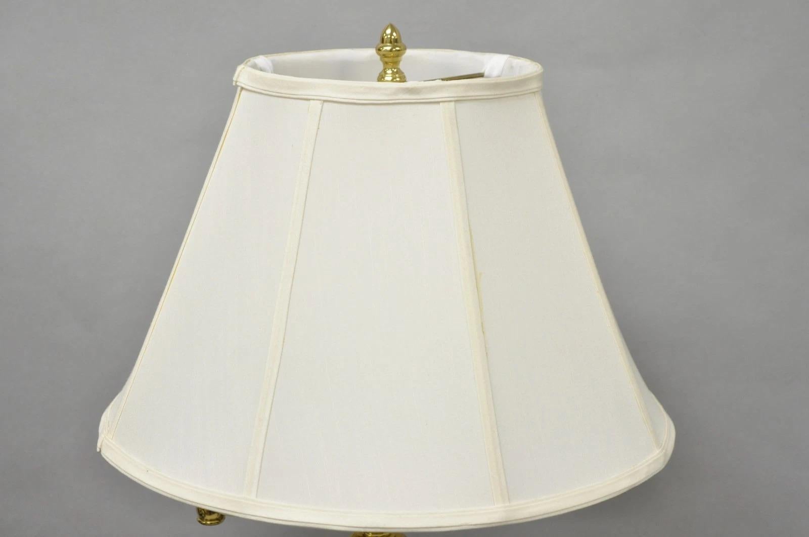 Vintage Traditional Polished Brass Swing Arm Reading Pole Floor Lamp w/ Shade For Sale 7