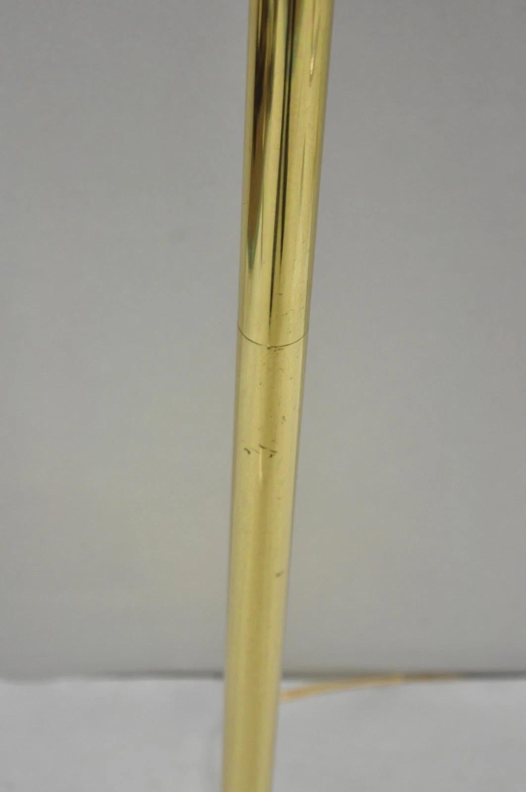 Vintage Traditional Polished Brass Swing Arm Reading Pole Floor Lamp w/ Shade For Sale 2