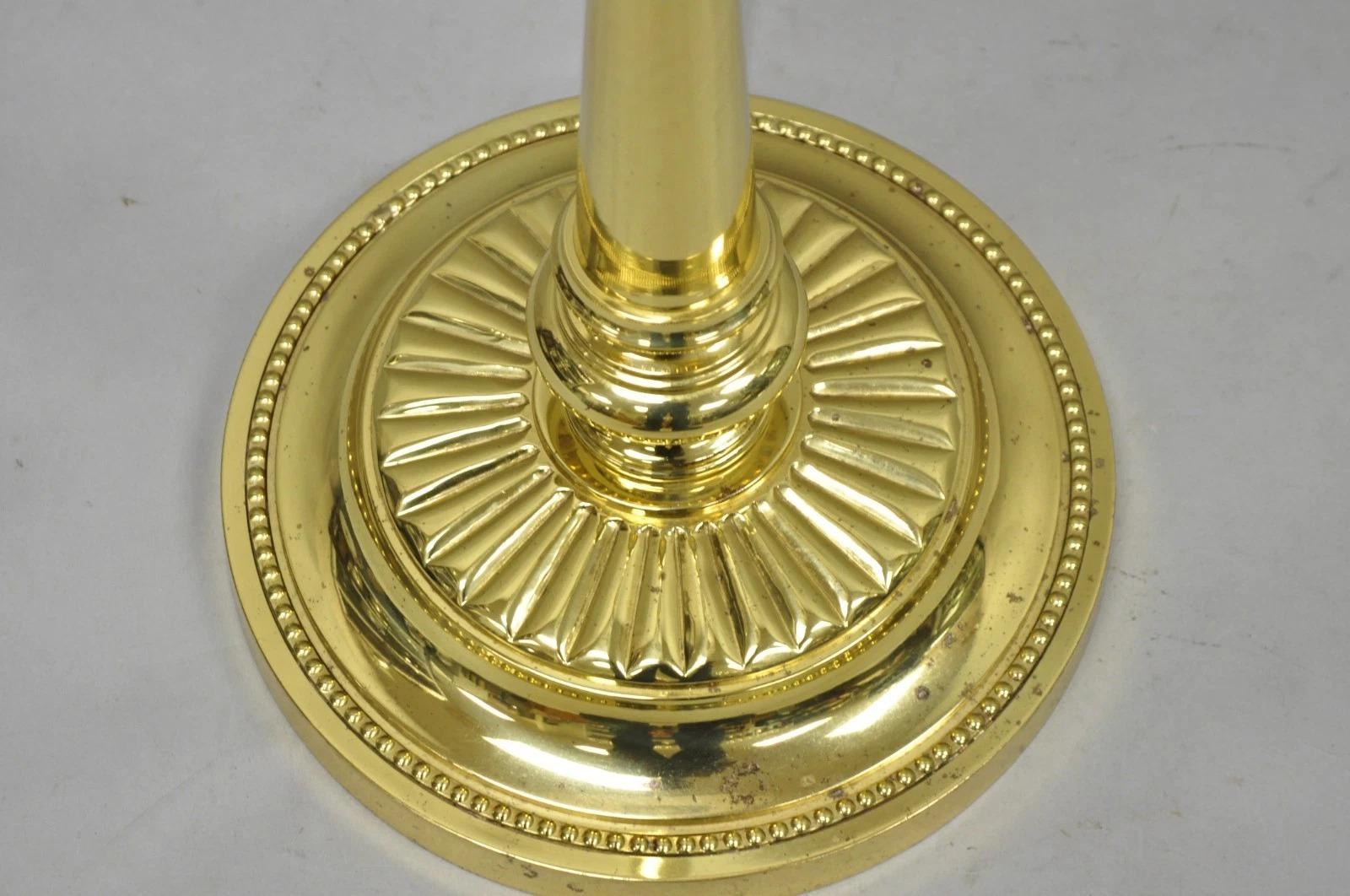 Vintage Traditional Polished Brass Swing Arm Reading Pole Floor Lamp w/ Shade For Sale 4