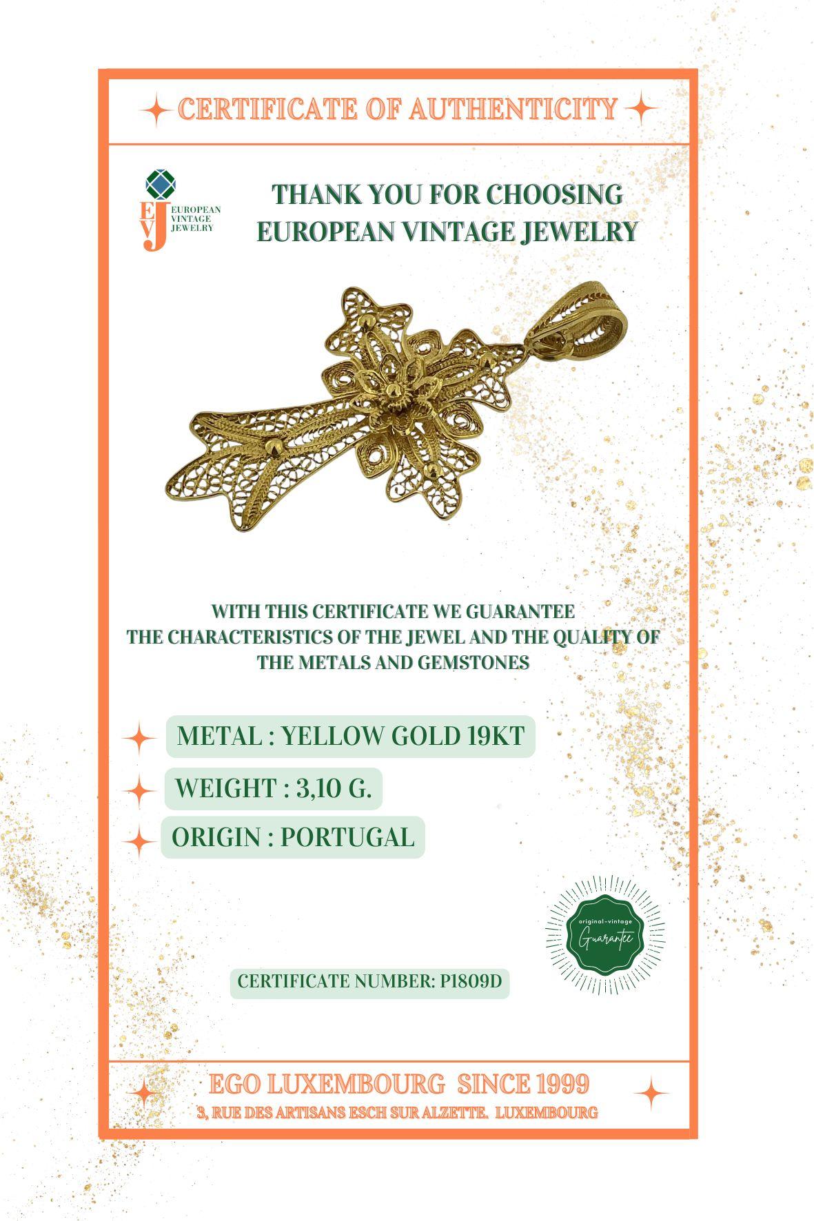 Traditionelles portugiesisches Kreuz aus 19 Karat Gelbgold, Vintage im Angebot 5