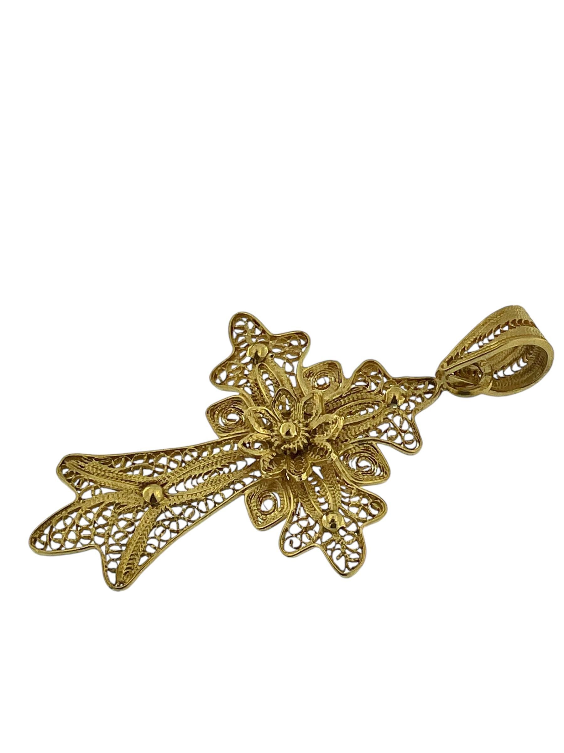 Traditionelles portugiesisches Kreuz aus 19 Karat Gelbgold, Vintage im Angebot 2