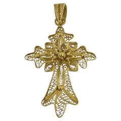 Vintage Traditional Portuguese Cross 19 karat Yellow Gold