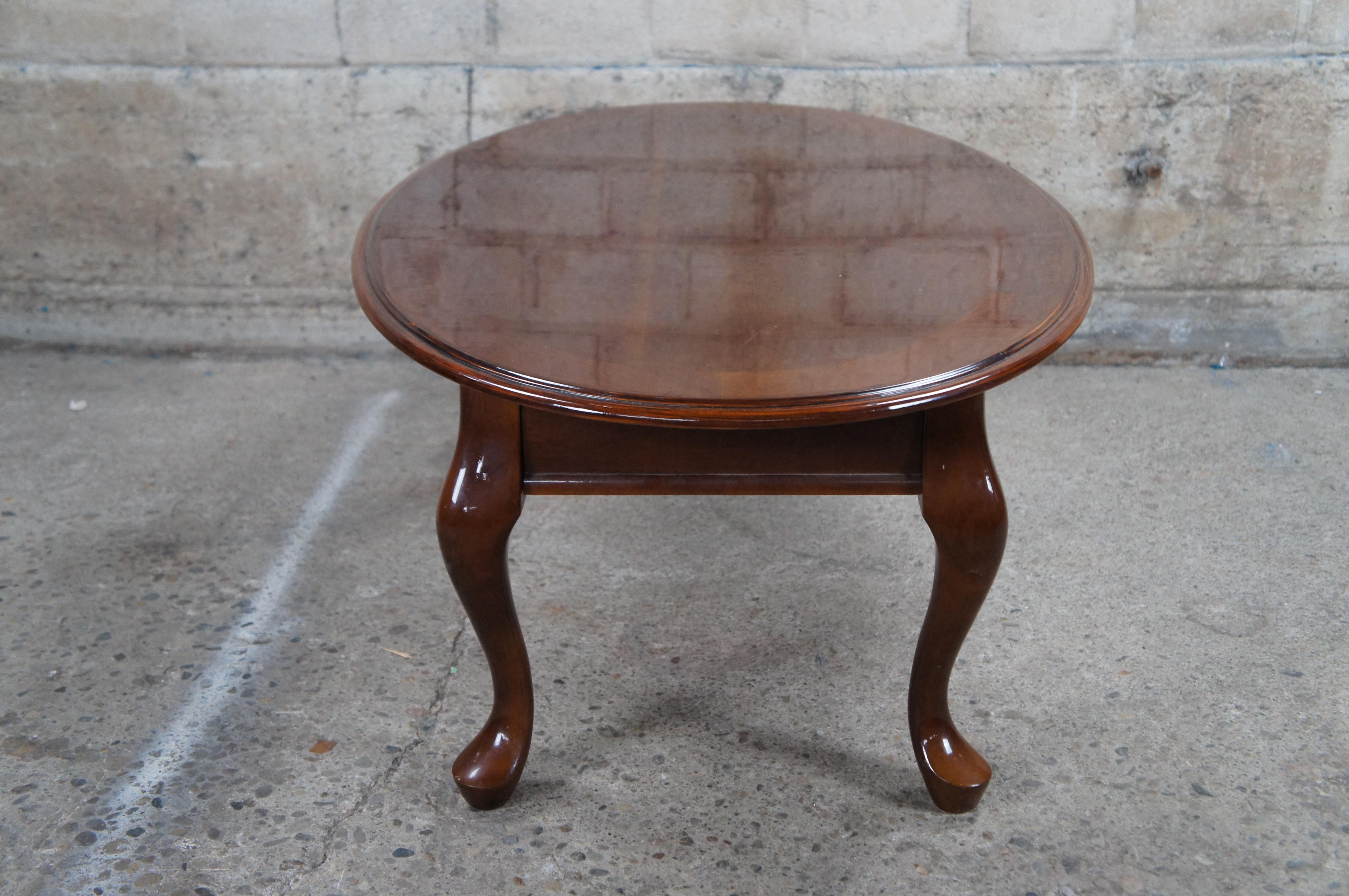 Vintage Traditional Queen Anne Cherry Oval Coffee Cocktail Table 45