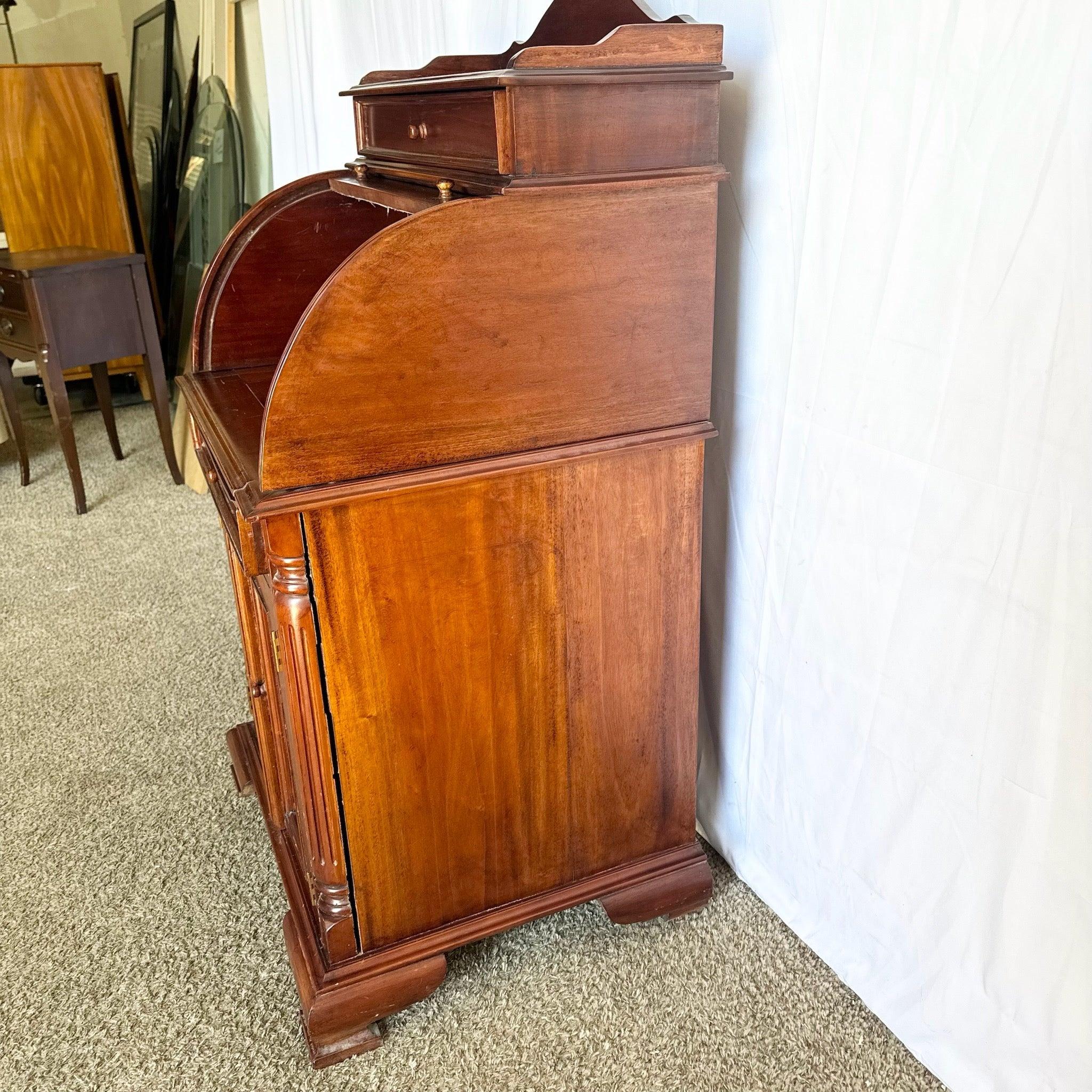American Vintage Traditional Roll Top Secretary Desk For Sale