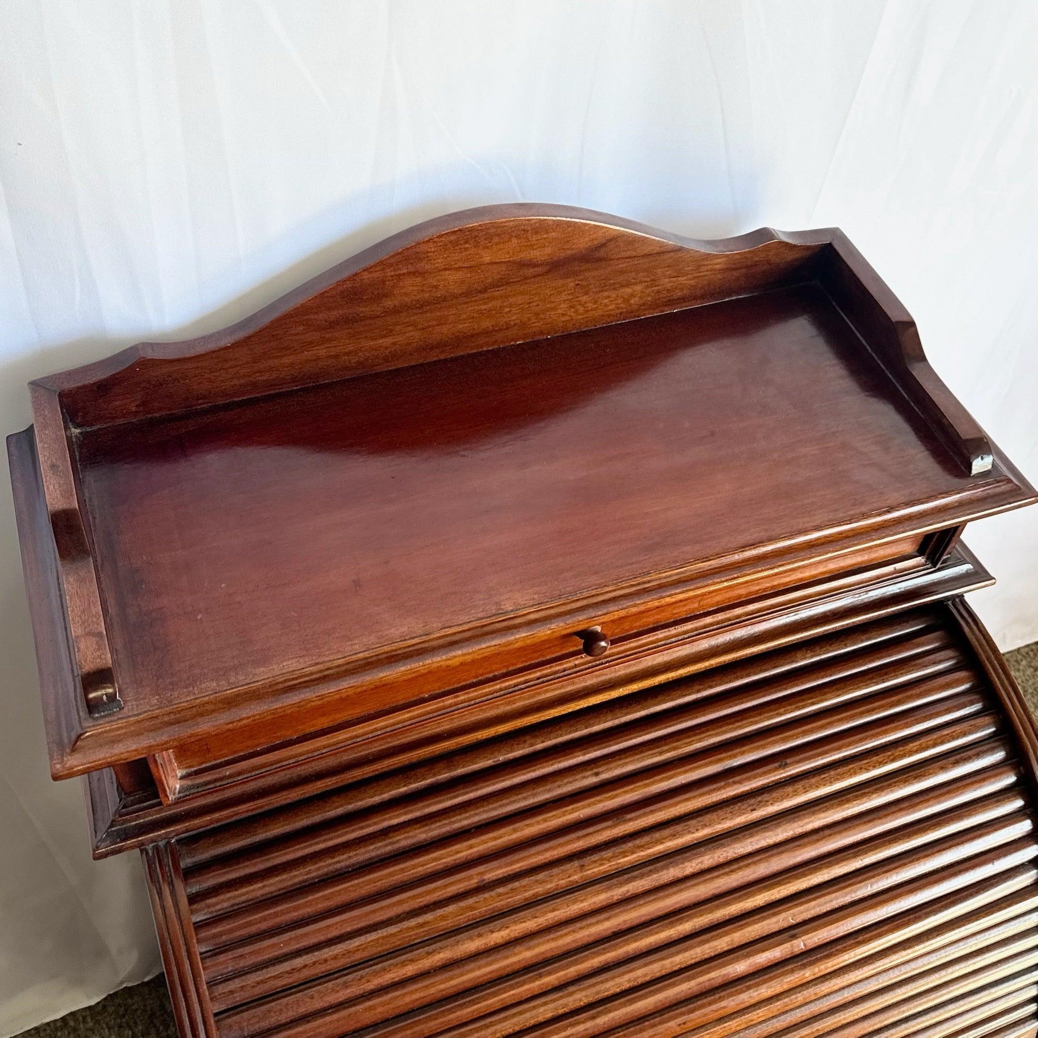 Wood Vintage Traditional Roll Top Secretary Desk For Sale