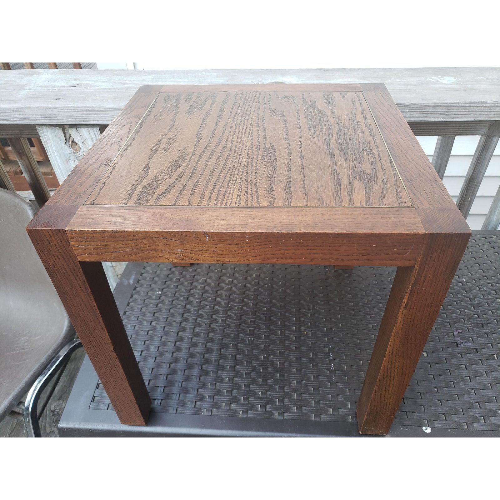 American Vintage Traditional Solid Red Oak Parsons Tables, a Pair For Sale