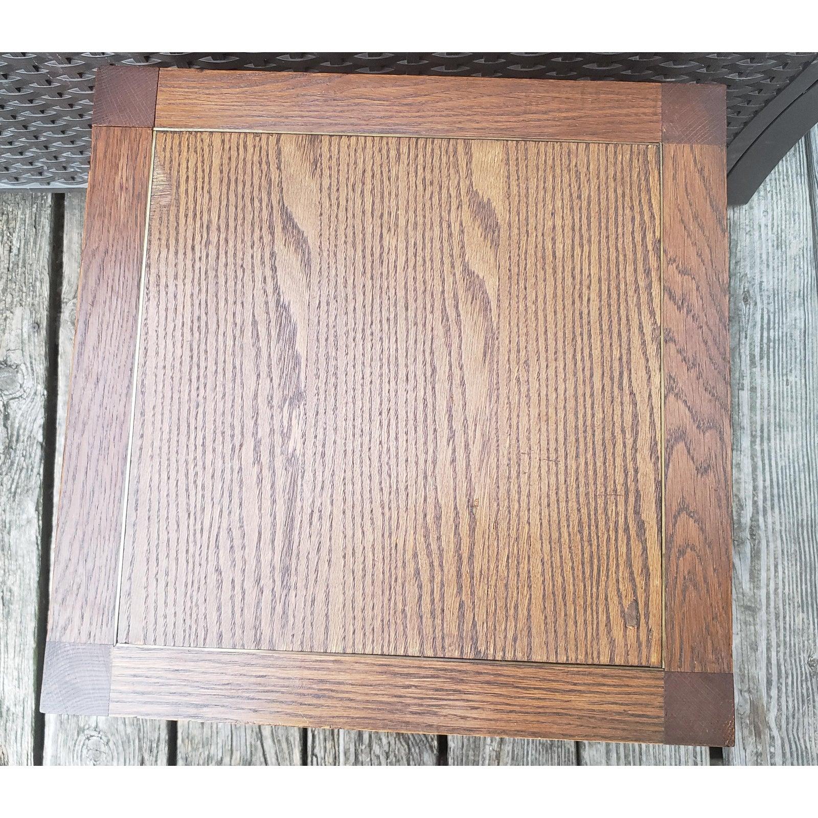 20th Century Vintage Traditional Solid Red Oak Parsons Tables, a Pair For Sale