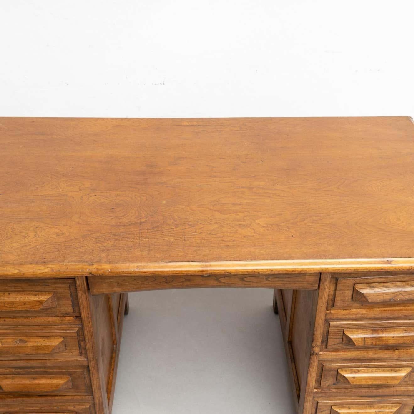 Vintage Traditional Spanish Writing Desk in Oak Wood, circa 1940 For Sale 4