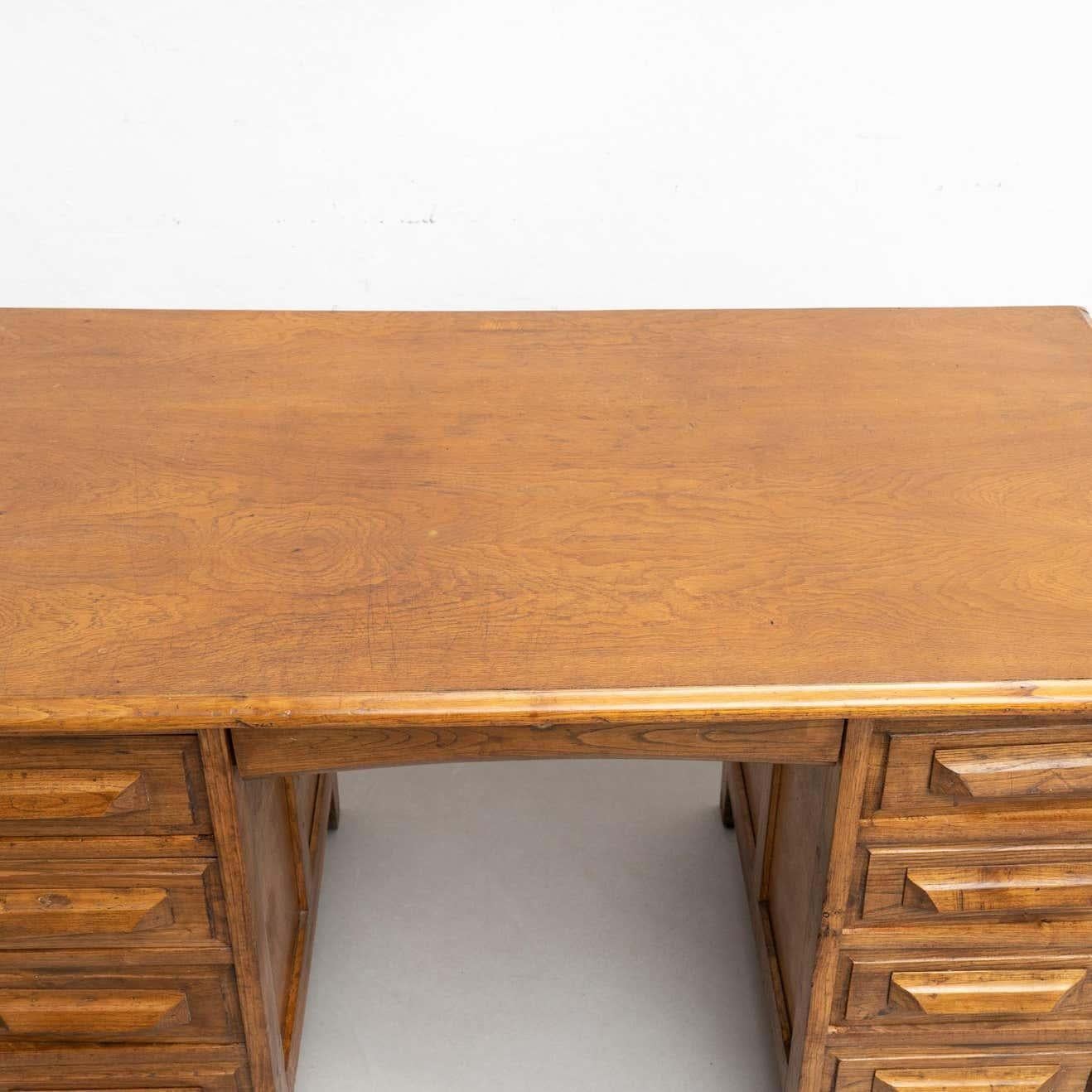 Vintage Traditional Spanish Writing Desk in Oak Wood, circa 1940 For Sale 3