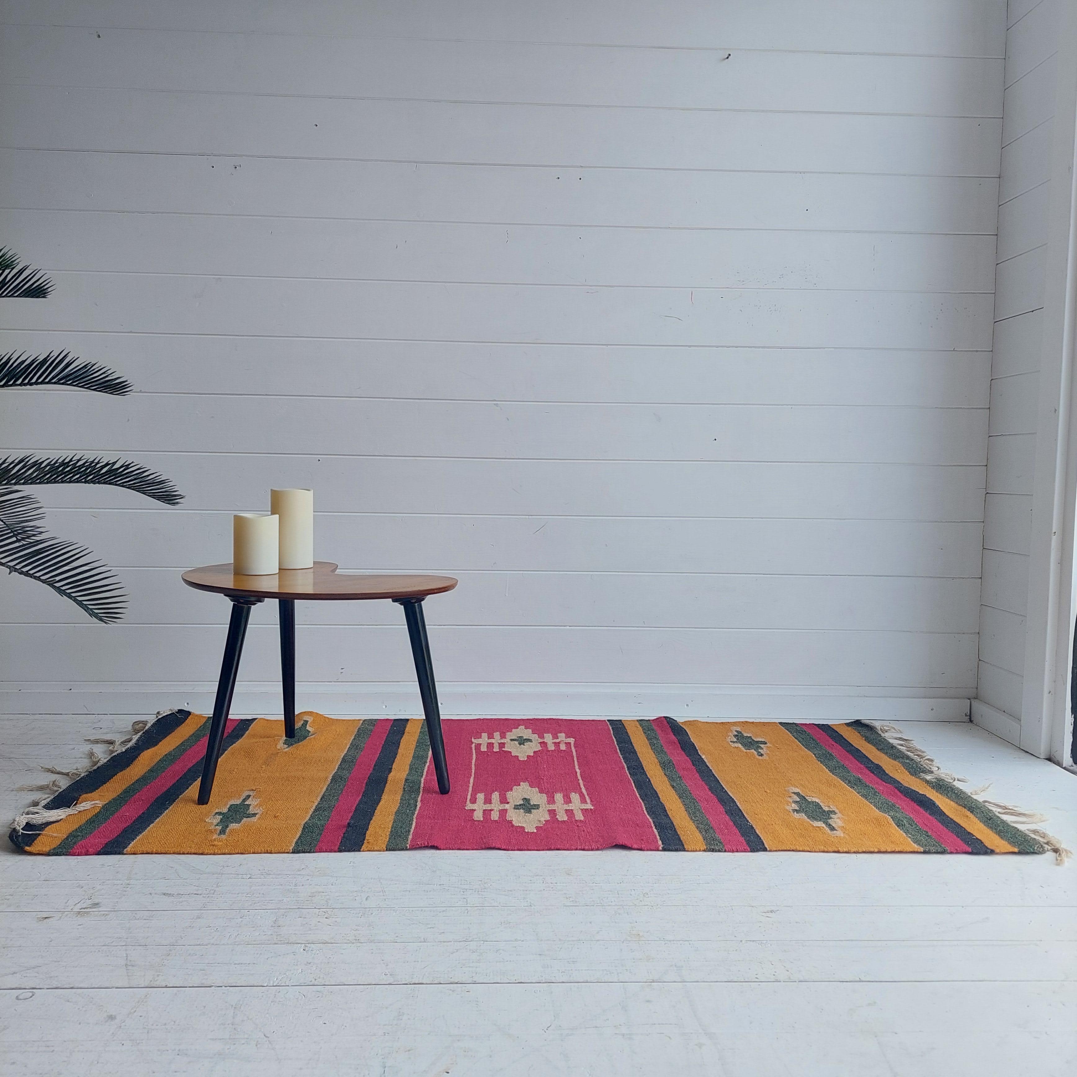 Early / Mid 20th century Turkish kilim with great colours.

This Turkish one-of-a-kind Vintage Flatweave Kilim Rug is hand-knotted and handwoven by the most skilled artisans who use pure wool, in vibrant, natural tones, and stylish, striped modern