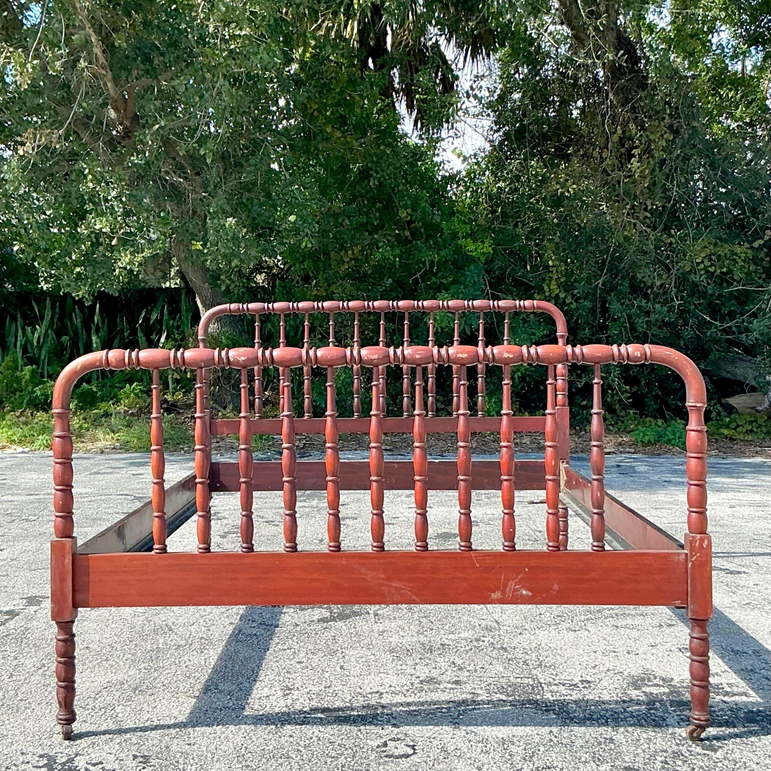 20th Century Vintage Traditional Turned Wood Full Bed After Jenny Lind