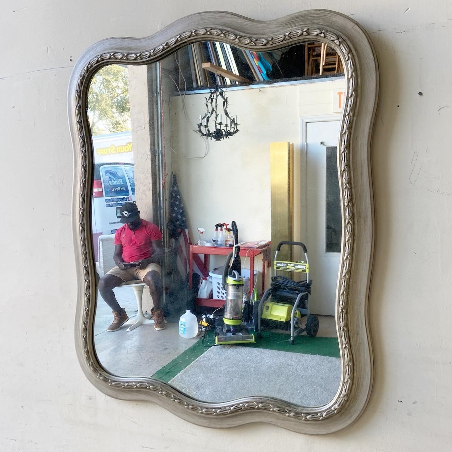 French Provincial Vintage Traditional Wooden Mirror For Sale