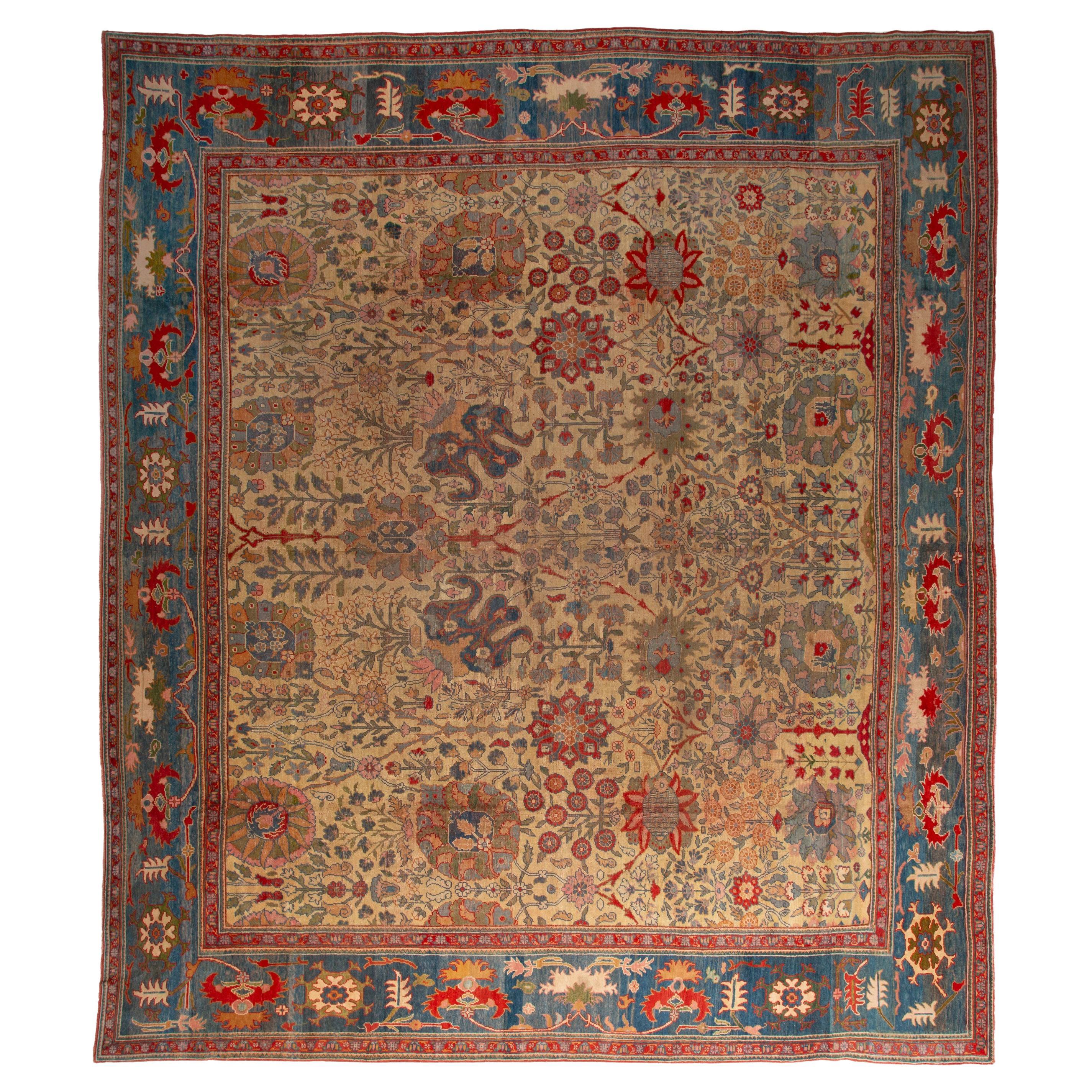 abc carpet Vintage Traditional Wool Oushak Rug - 16'5" x 18'7" For Sale