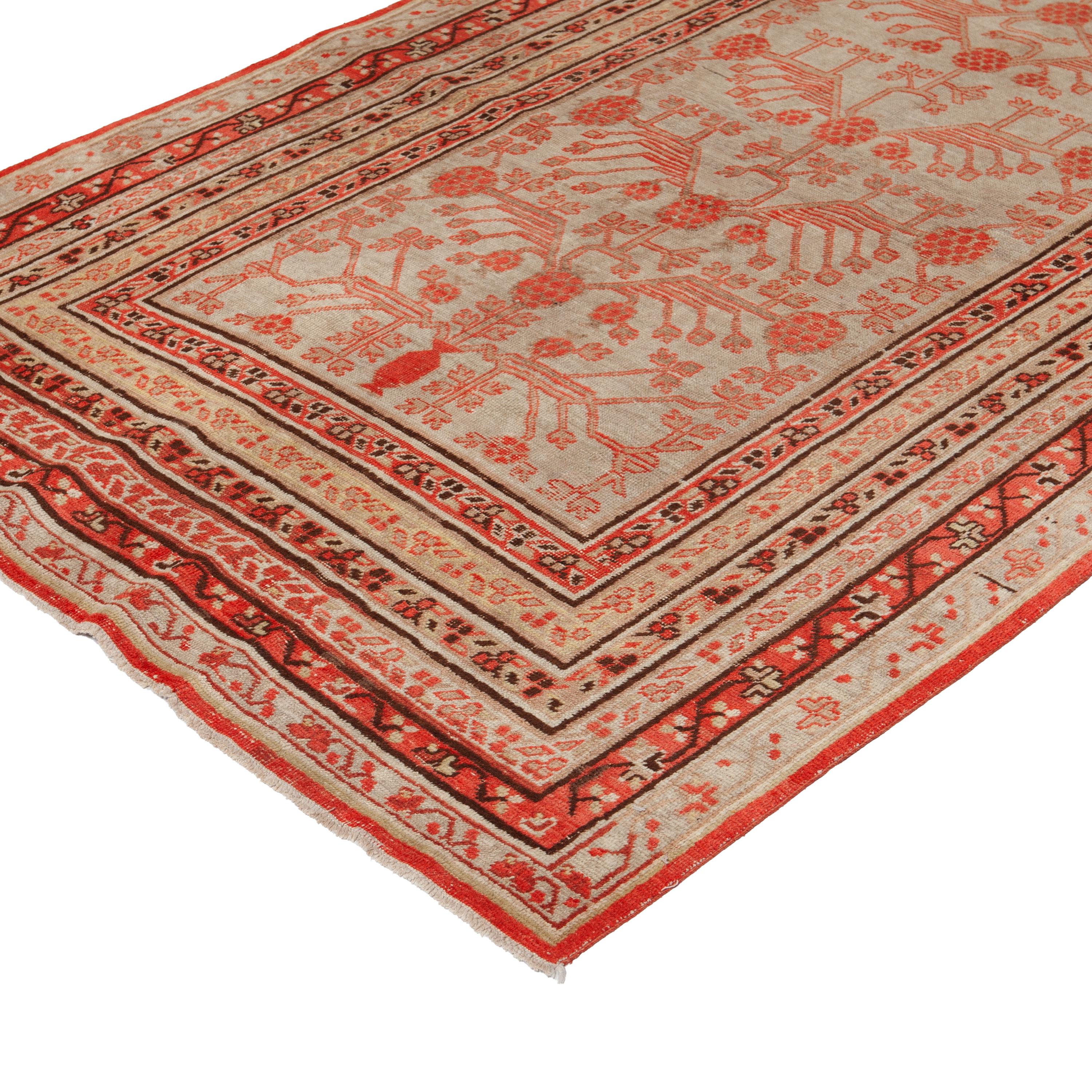 Khotan abc carpet Vintage Traditional Wool Rug - 4'4