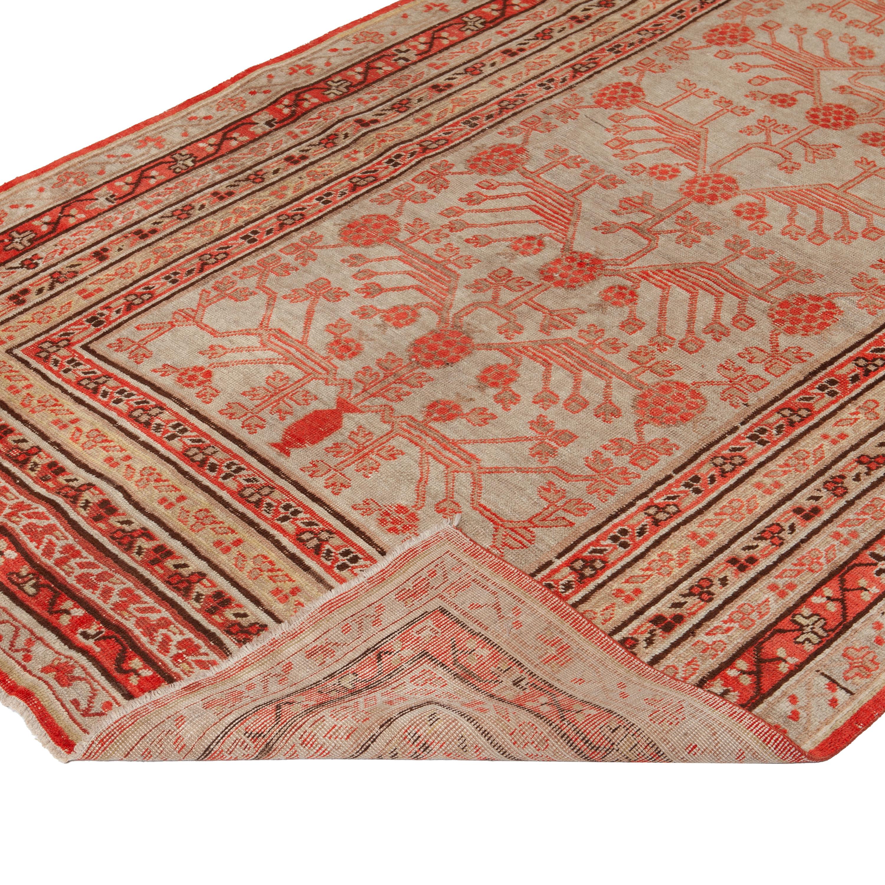 Turkish abc carpet Vintage Traditional Wool Rug - 4'4