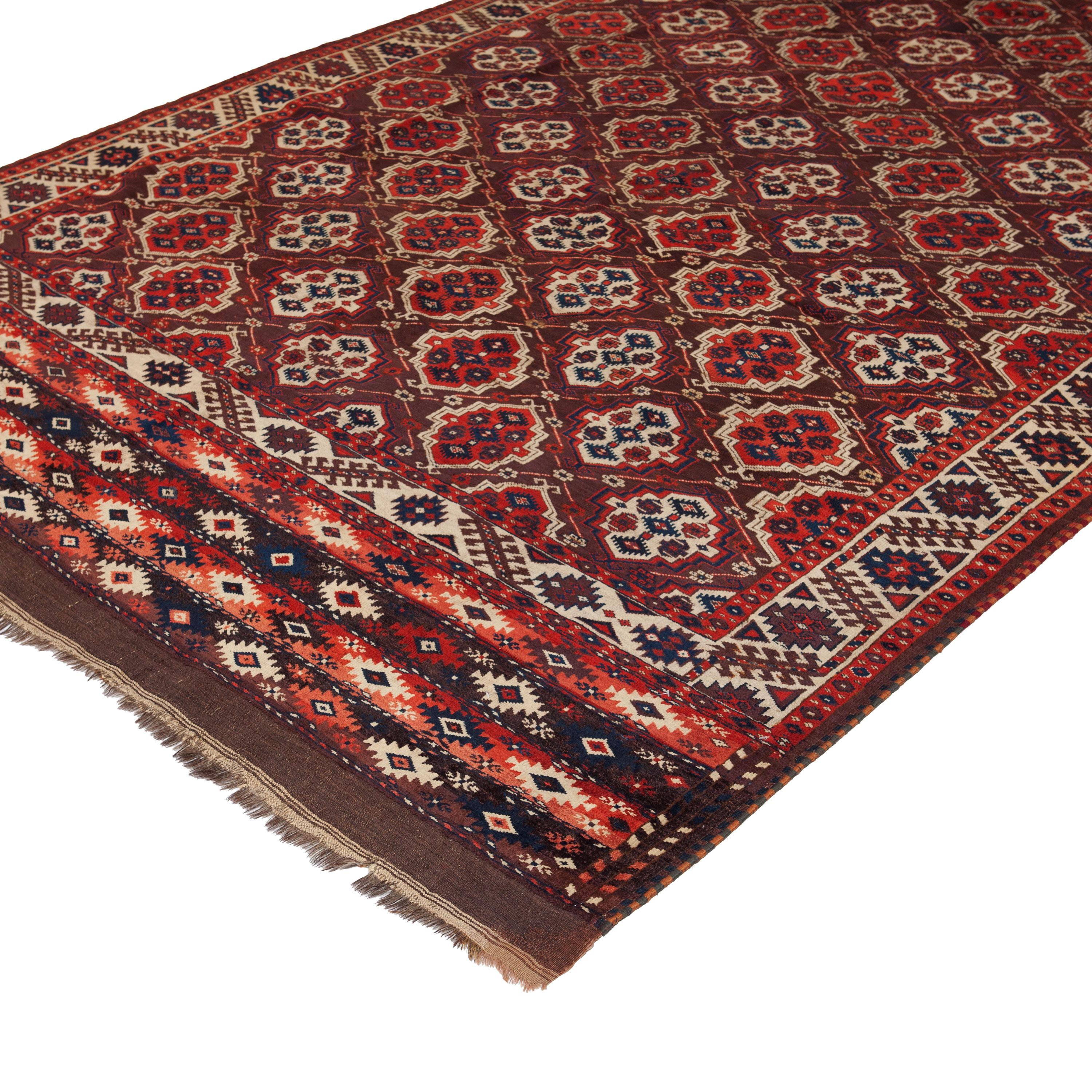 Tribal abc carpet Vintage Traditional Turkoman Wool Rug - 7'2