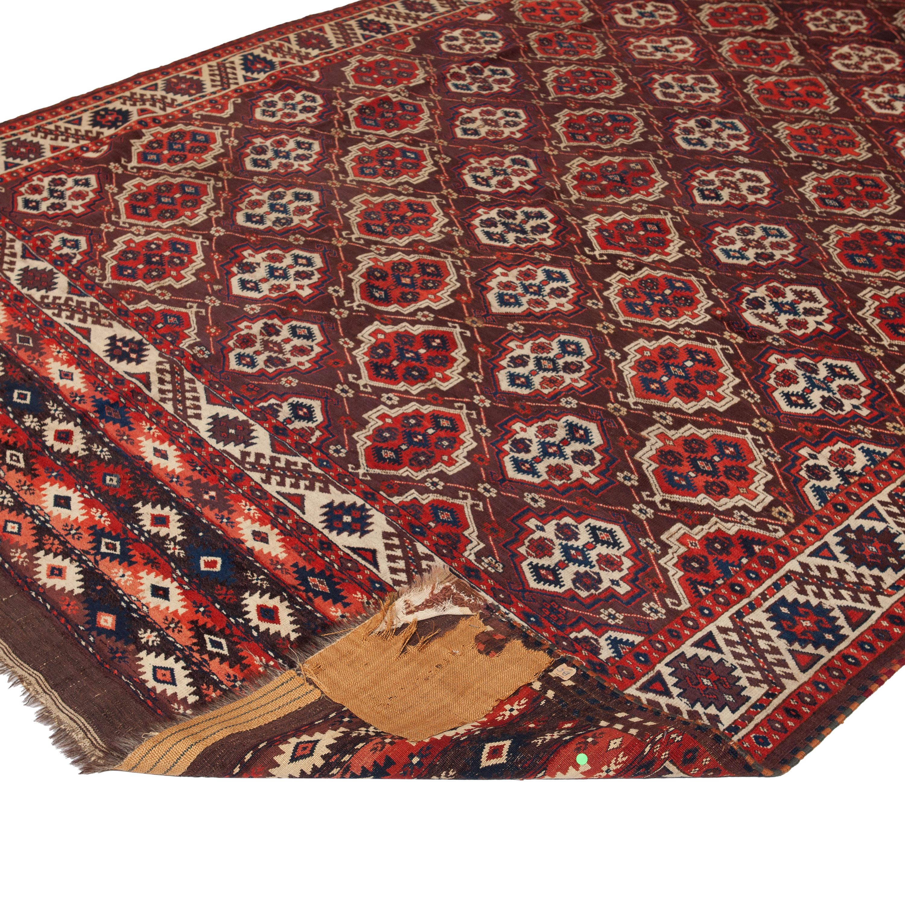 Indian abc carpet Vintage Traditional Turkoman Wool Rug - 7'2