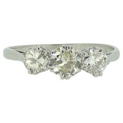 Vintage Transitional Cut Diamond Three-Stone Ring