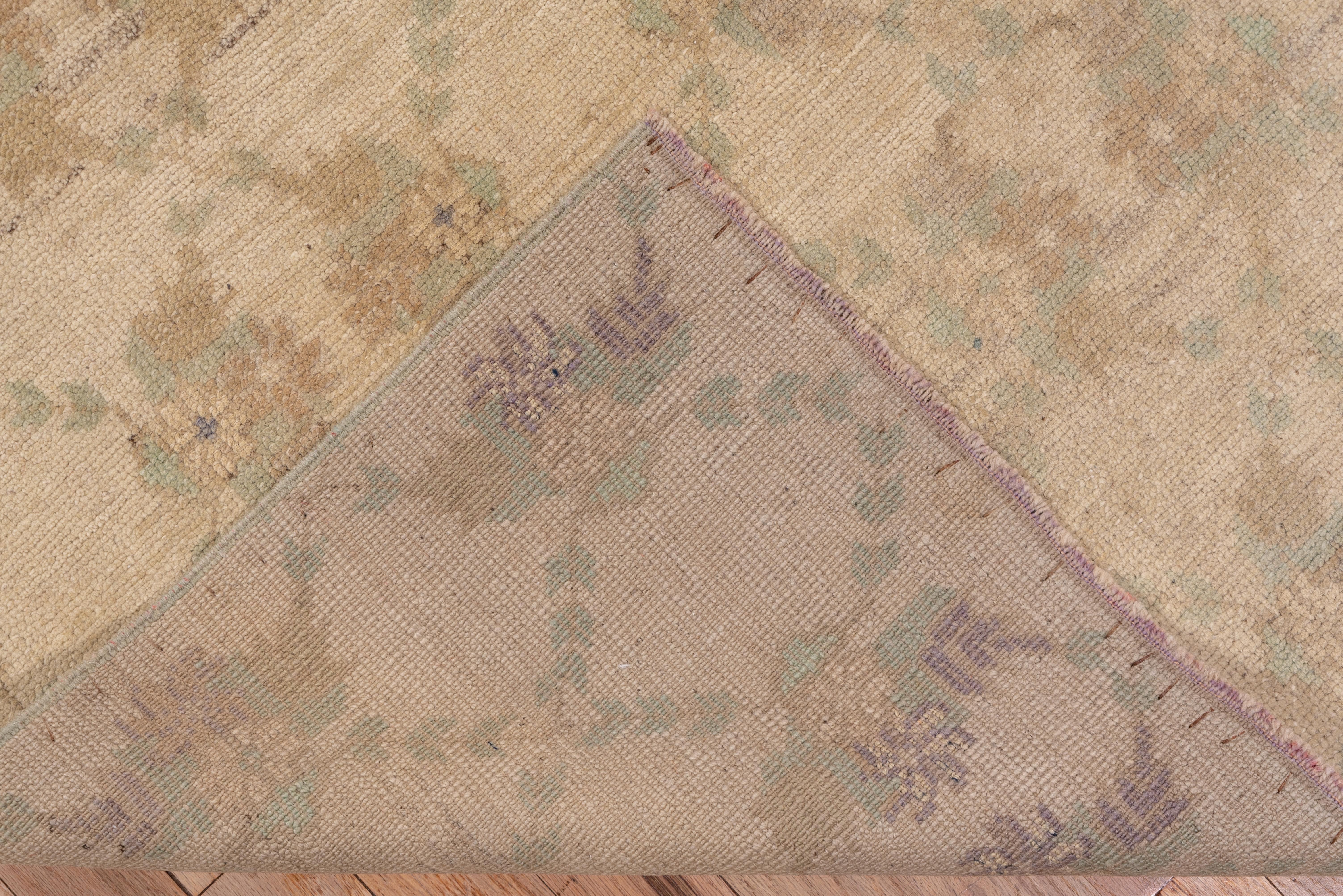 Hand-Knotted Vintage Transitional Oushak Runner For Sale