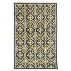 Geometrischer Vintage-Qutrefoil-Teppich im Hollywood-Regency-Stil im Übergangsstil