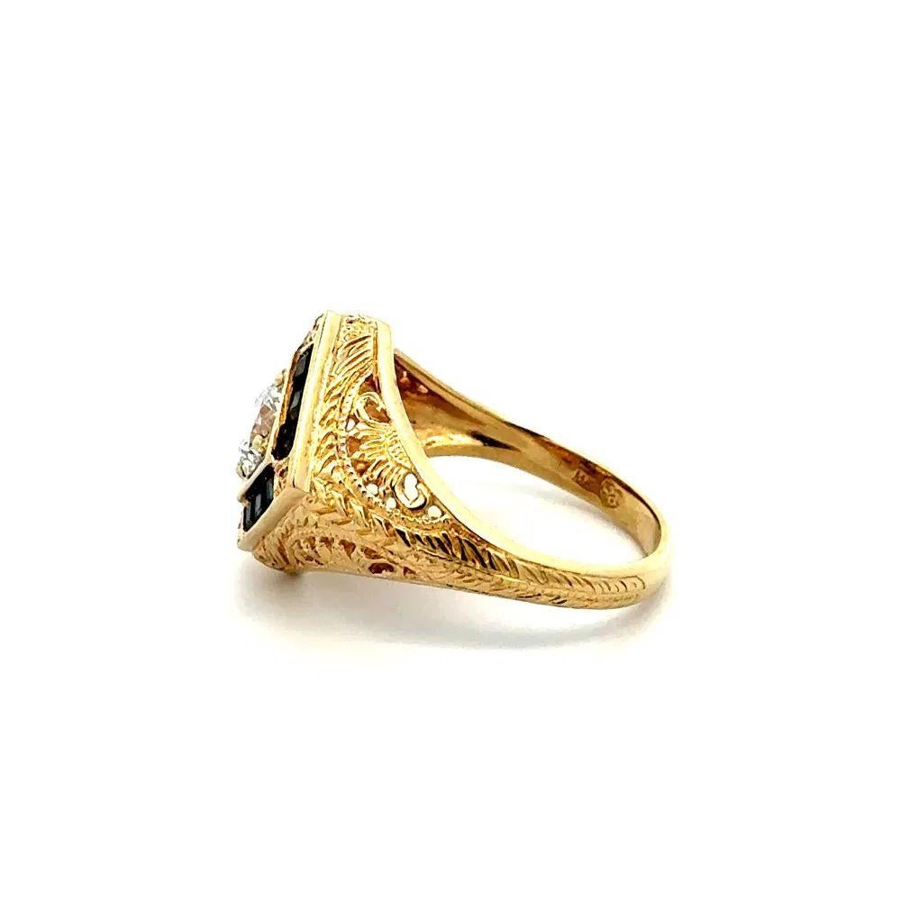 Women's Vintage Transitional RBC Diamond and Sapphire Gold Cocktail Ring For Sale