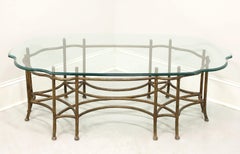 Vintage Transitional Style Glass Top Coffee Table with Metal Tree Branch Base