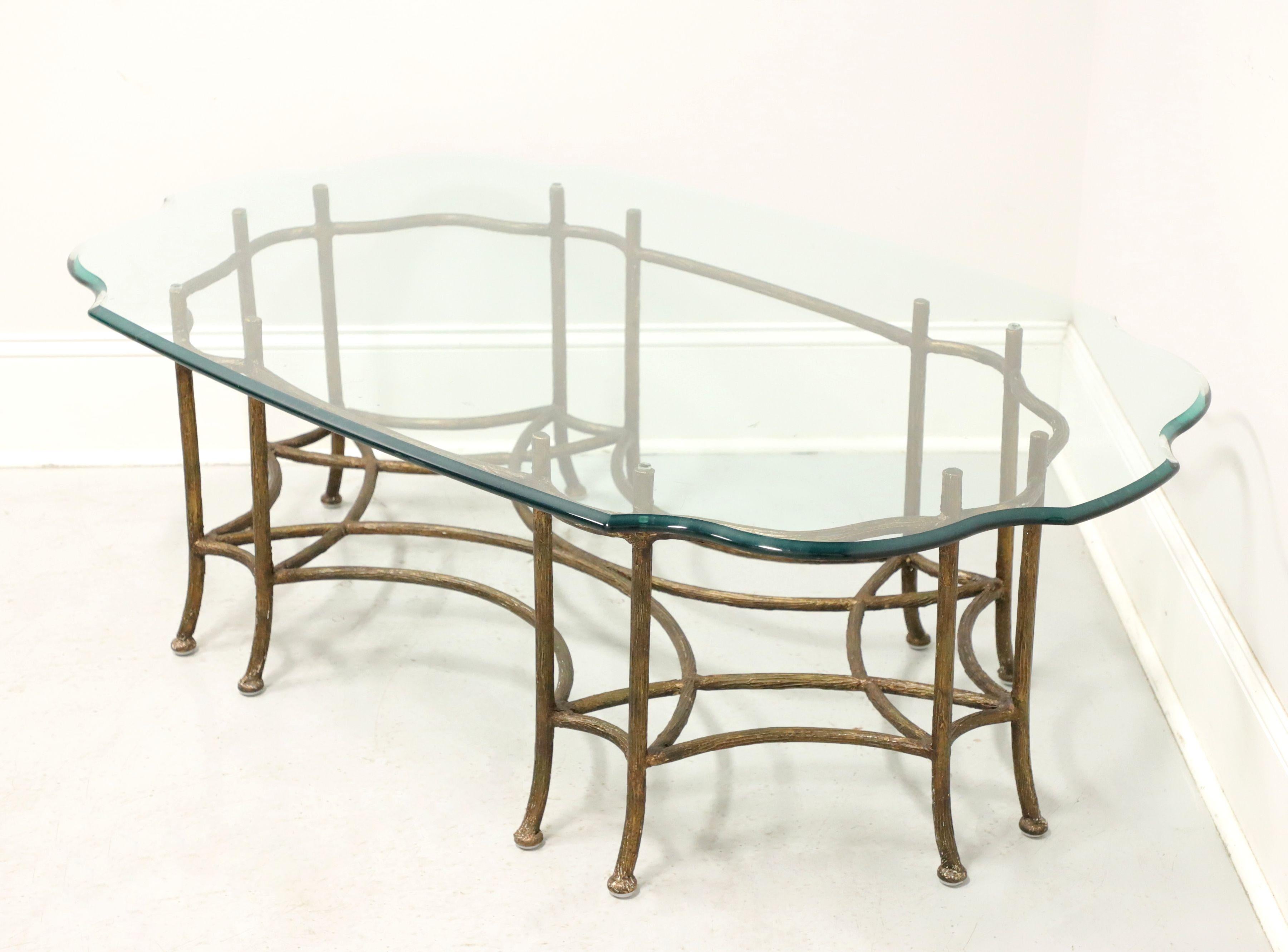 Other Vintage Transitional Style Glass Top Coffee Table with Metal Tree Branch Base