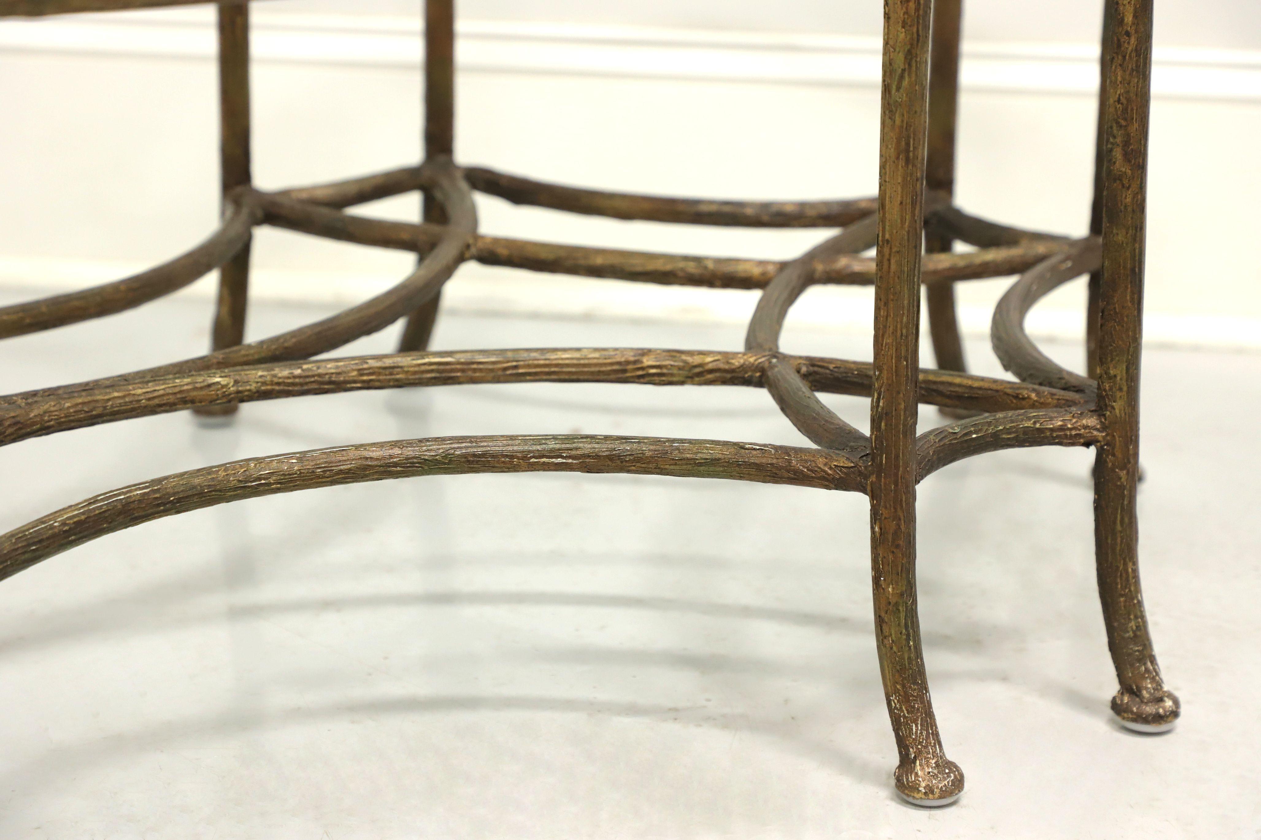 Vintage Transitional Style Glass Top Coffee Table with Metal Tree Branch Base 2