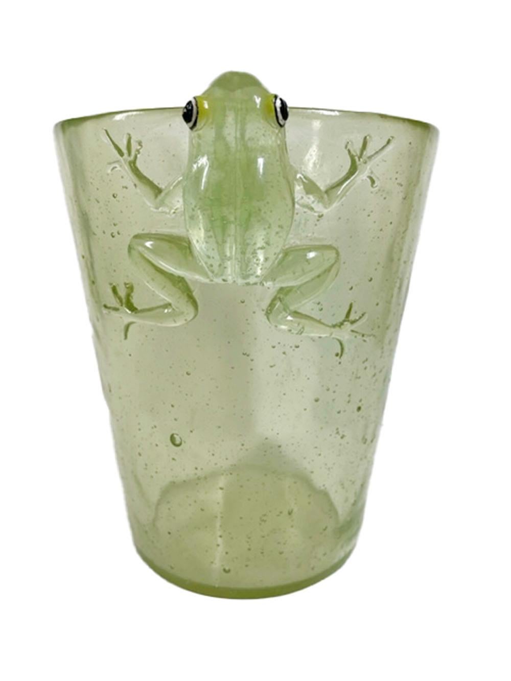 green depression glass ice bucket