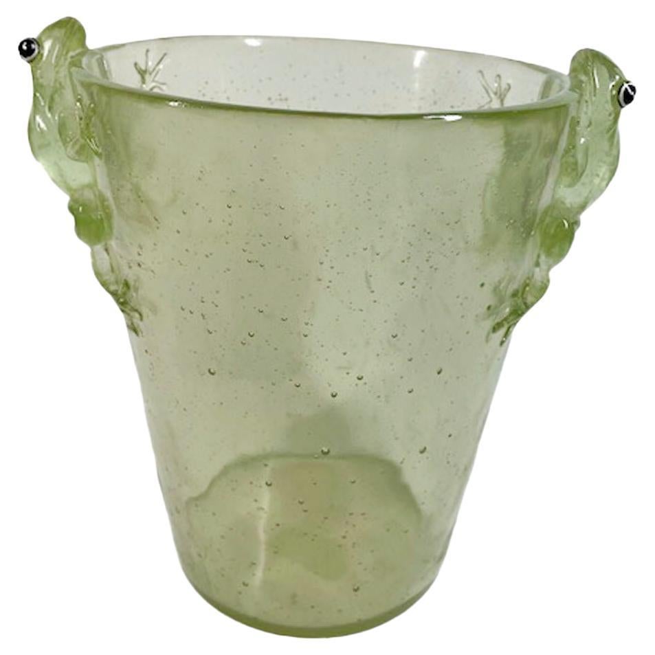 Vintage Translucent Green Lucite Tree Frog Ice Bucket / Wine Cooler For Sale